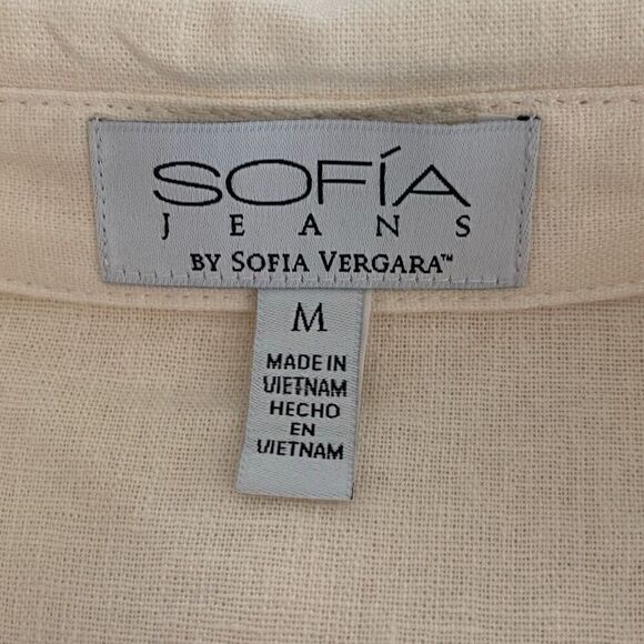 Sofia Vergara Sofia Jeans linen blend button up shirt size M - Picture 10 of 14